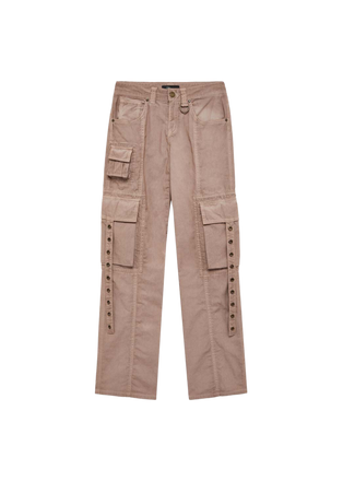Cargo Jeans with Decorative Eyelets