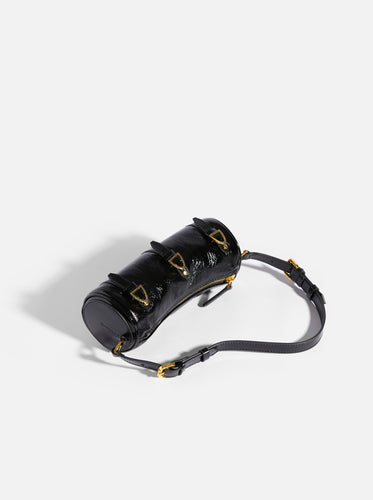 MODISTE Black Multi Belted Mini Cylinder Bag