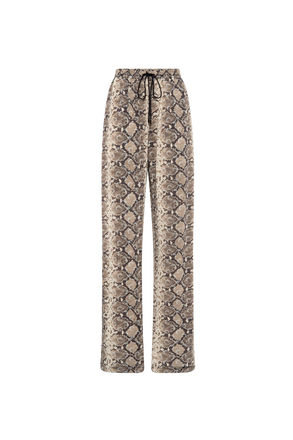 Python Printed Draped Jersey Drawstring Trousers