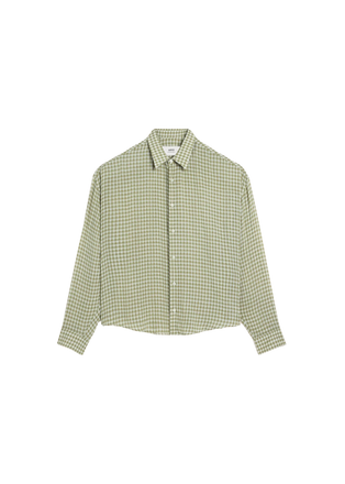 Boxy Fit Checkered Shirt in Olive