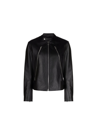 Cropped Leather Moto Jacket