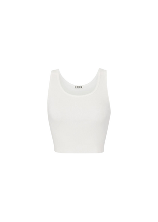 Cropped Scoop Neck Tank in Ivory
