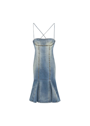 Jean Midi Dress with Embroidery Studs