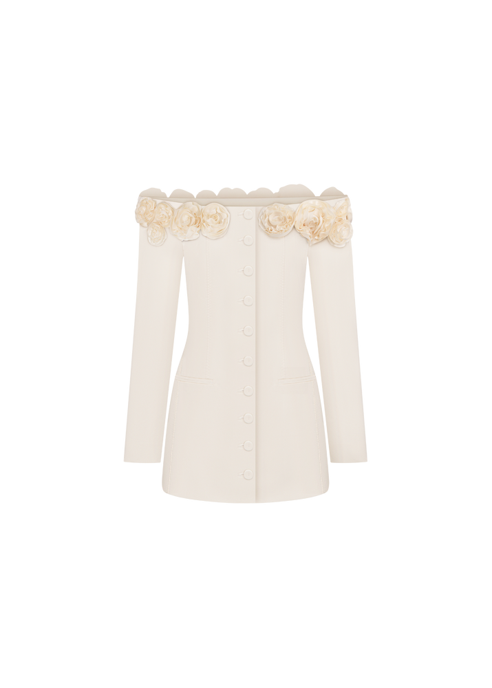 FW23 Edith Lace High Collar Dress in Ivory (Limited Edition)