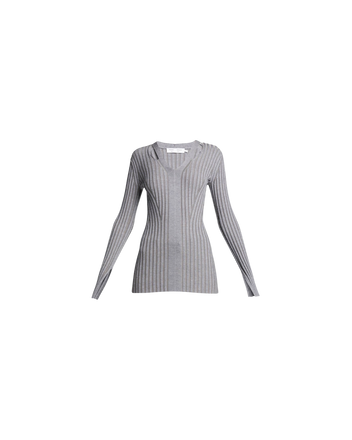 Merino Rib Knit V-Neck Sweater