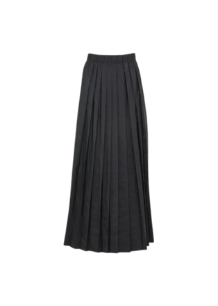 Italian Sporty Nylon Pleated Maxi Skirt