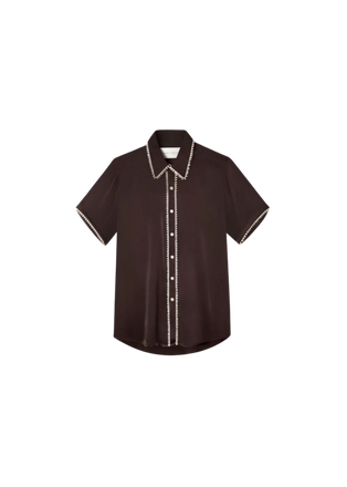 Loop de Loop Trim Short Sleeve Silk Shirt