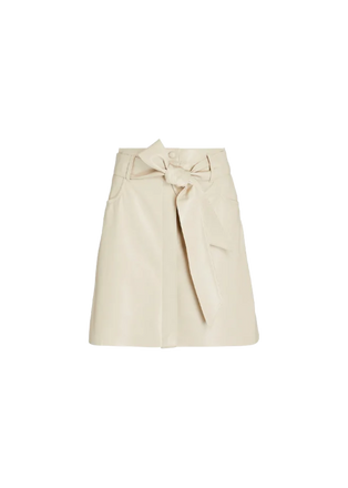 Meda Cream Vegan Leather Mini Skirt