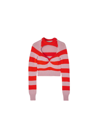 Striped Cut-Out Wool Sweater